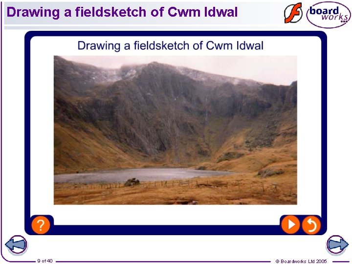 Drawing a fieldsketch of Cwm Idwal 9 of 40 © Boardworks Ltd 2005 