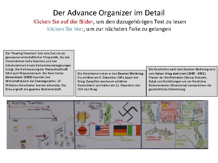 Der Advance Organizer im Detail Klicken Sie auf die Bilder, um den dazugehörigen Text
