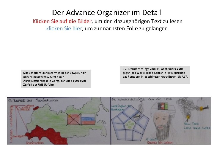 Der Advance Organizer im Detail Klicken Sie auf die Bilder, um den dazugehörigen Text