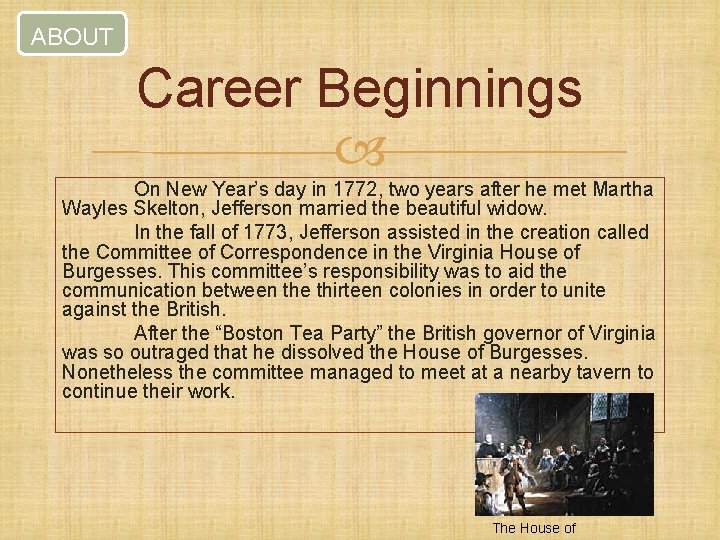 ABOUT Career Beginnings On New Year’s day in 1772, two years after he met