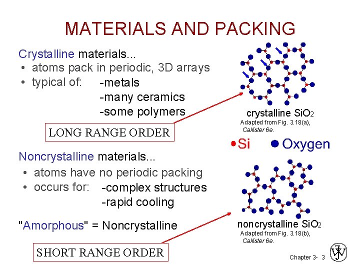 MATERIALS AND PACKING Crystalline materials. . . • atoms pack in periodic, 3 D MATERIALS AND PACKING Crystalline materials. . . • atoms pack in periodic, 3 D