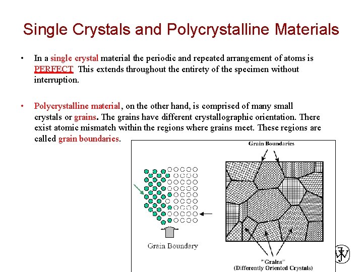 Single Crystals and Polycrystalline Materials • In a single crystal material the periodic and Single Crystals and Polycrystalline Materials • In a single crystal material the periodic and