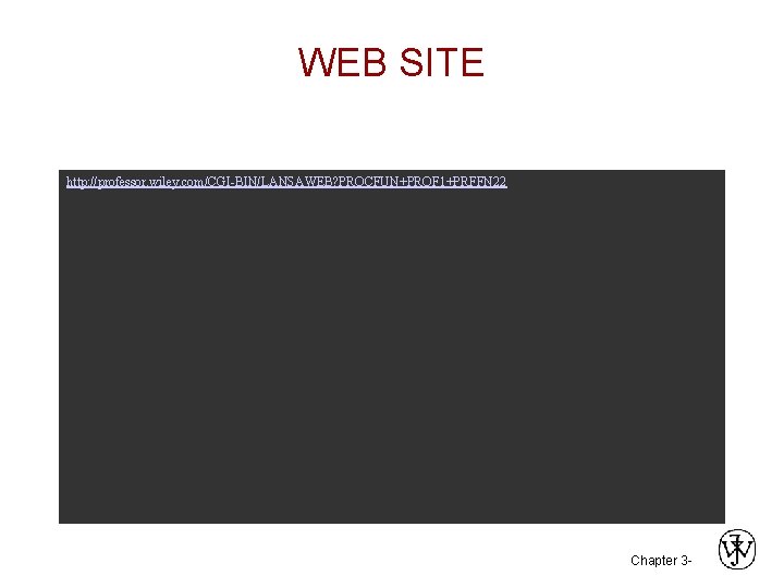 WEB SITE http: //professor. wiley. com/CGI-BIN/LANSAWEB? PROCFUN+PROF 1+PRFFN 22 Chapter 3 -  WEB SITE http: //professor. wiley. com/CGI-BIN/LANSAWEB? PROCFUN+PROF 1+PRFFN 22 Chapter 3 -