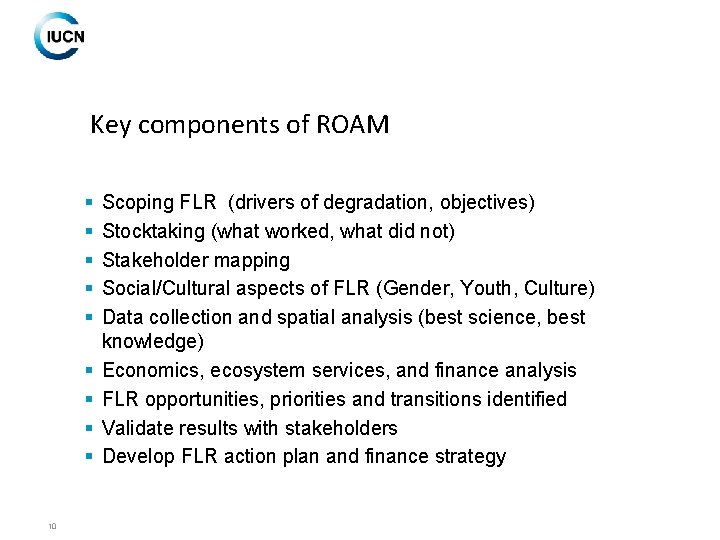 Key components of ROAM § § § § § 10 Scoping FLR (drivers of