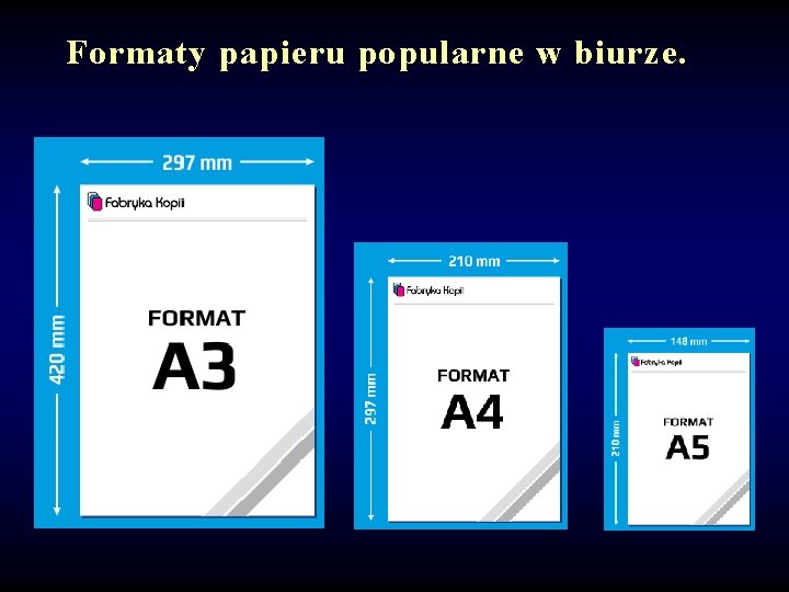 Formaty papieru popularne w biurze. 