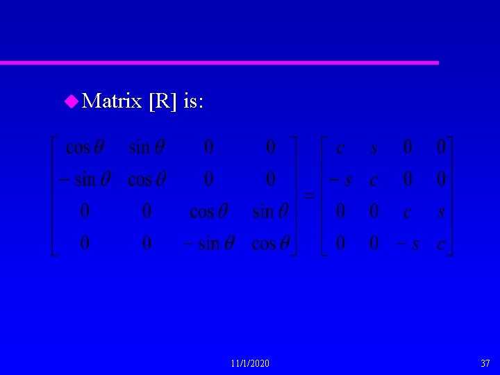 u Matrix [R] is: 11/1/2020 37 