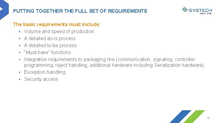PUTTING TOGETHER THE FULL SET OF REQUIREMENTS The basic requirements must include: § Volume