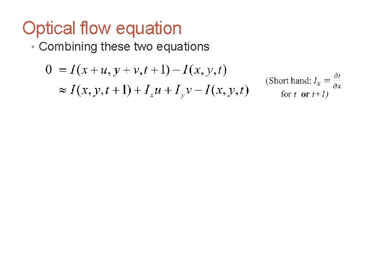 Motion and Optic Flow CS 4495 Computer Vision – A. Bobick Optical flow equation