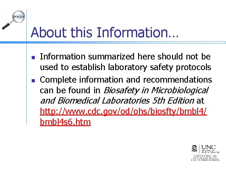 About this Information… n n Information summarized here should not be used to establish