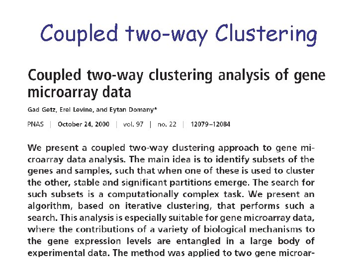 Coupled two-way Clustering 