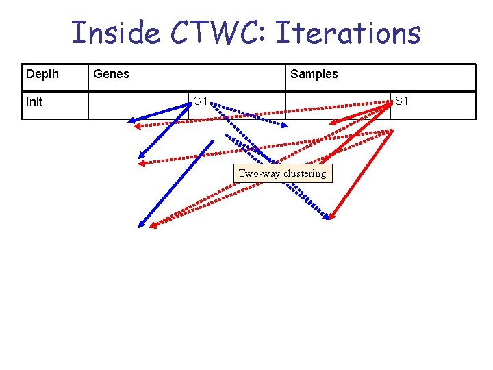 Inside CTWC: Iterations Depth Genes Samples G 1 Init S 1 1 G 1(S