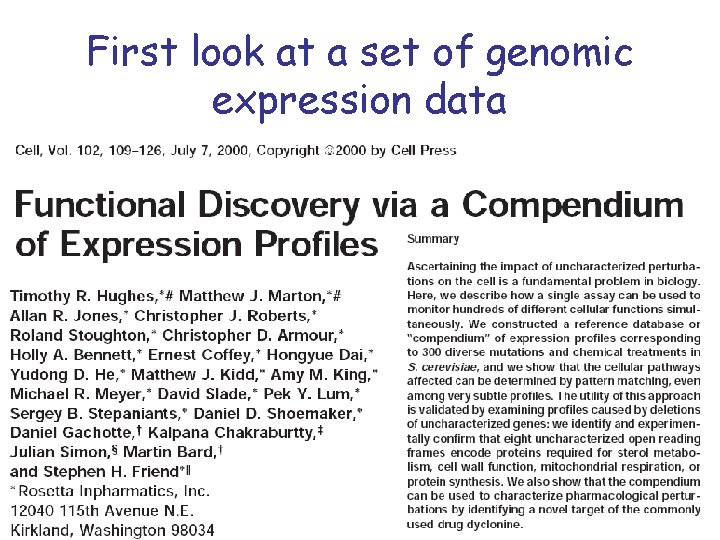 First look at a set of genomic expression data 