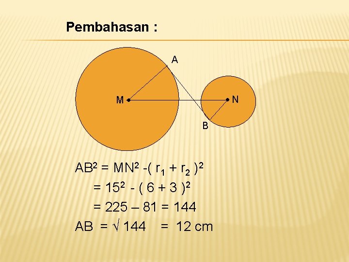Pembahasan : A N M B AB 2 = MN 2 -( r 1 Pembahasan : A N M B AB 2 = MN 2 -( r 1