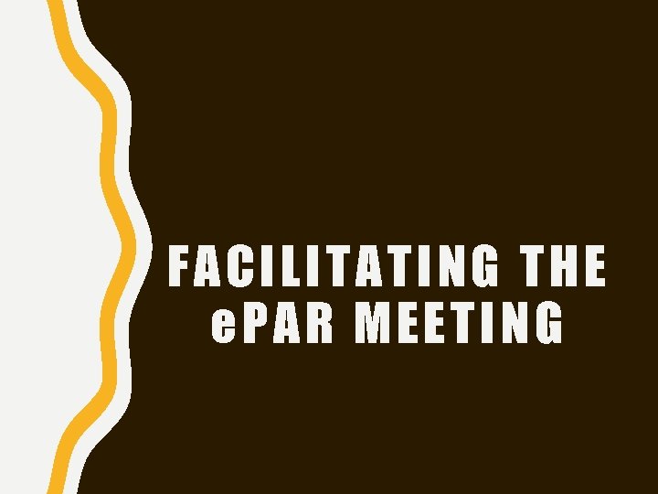 FACILITATING THE e. PAR MEETING 