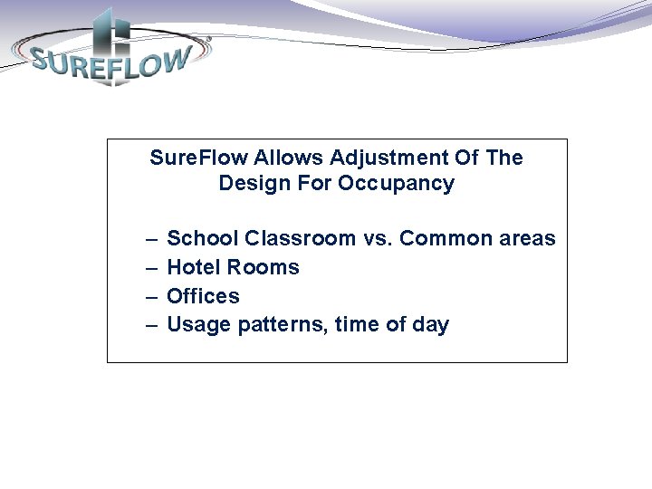 Sure. Flow Allows Adjustment Of The Design For Occupancy – – School Classroom vs.