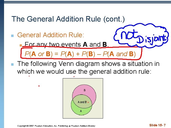 The General Addition Rule (cont. ) n n General Addition Rule: n For any