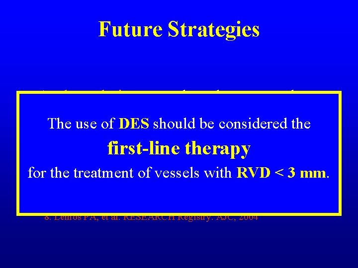 Future Strategies As drug-eluting stents have been proved to be effective both in randomized
