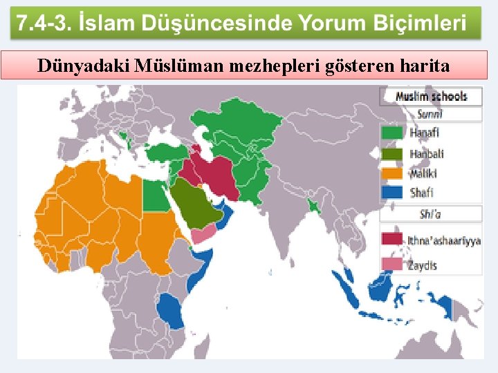 Dünyadaki Müslüman mezhepleri gösteren harita 