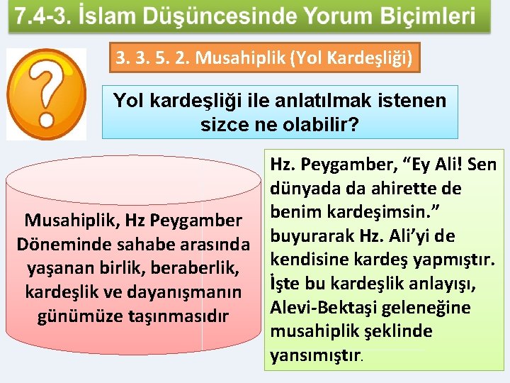 3. 3. 5. 2. Musahiplik (Yol Kardeşliği) Yol kardeşliği ile anlatılmak istenen sizce ne