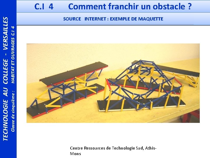 HABITAT ET OUVRAGES C. I 4 SOURCE INTERNET : EXEMPLE DE MAQUETTE Classe de