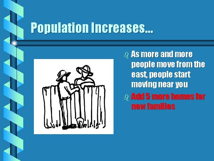 Population Increases… b As more and more people move from the east, people start