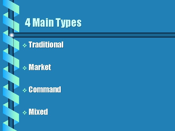 4 Main Types v Traditional v Market v Command v Mixed 