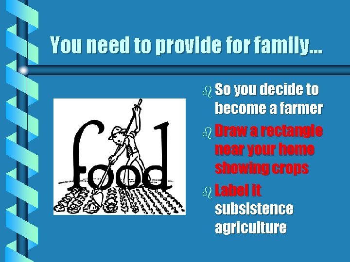 You need to provide for family… b So you decide to become a farmer