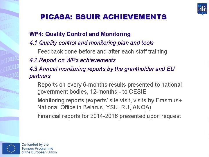 PICASA: BSUIR ACHIEVEMENTS WP 4: Quality Control and Monitoring 4. 1. Quality control and