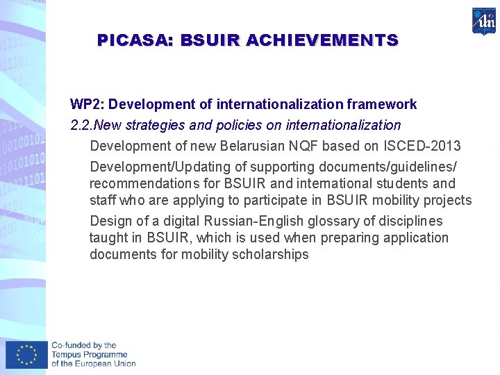 PICASA: BSUIR ACHIEVEMENTS WP 2: Development of internationalization framework 2. 2. New strategies and