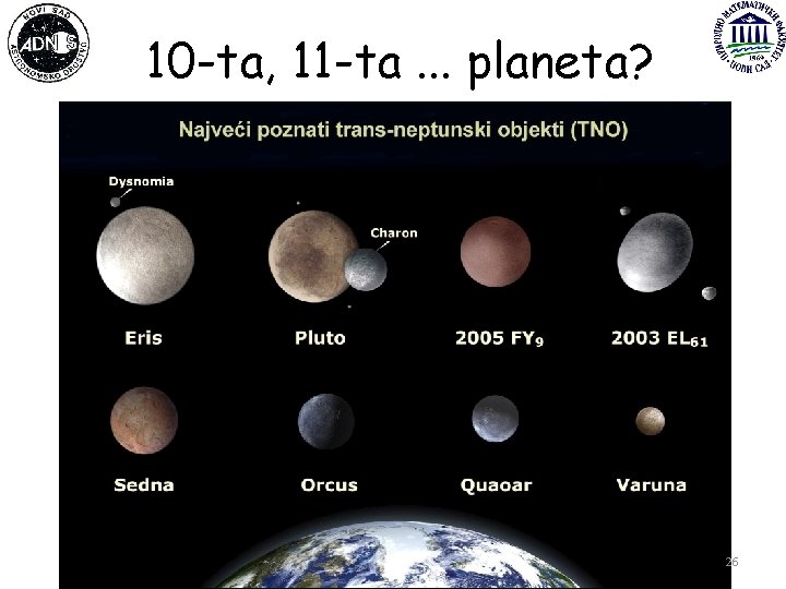 10 -ta, 11 -ta. . . planeta? 26 