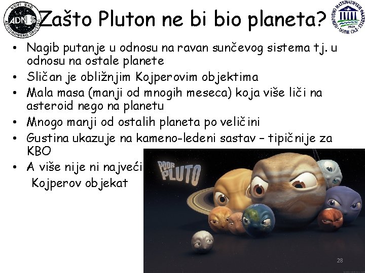 Zašto Pluton ne bi bio planeta? • Nagib putanje u odnosu na ravan sunčevog
