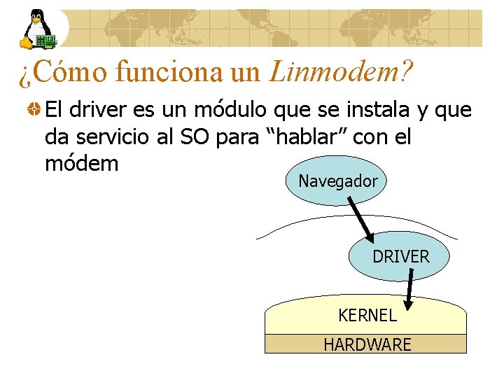 ¿Cómo funciona un Linmodem? El driver es un módulo que se instala y que
