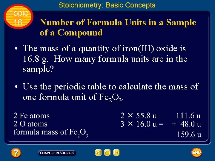 Topic 16 Stoichiometry: Basic Concepts Number of Formula Units in a Sample of a