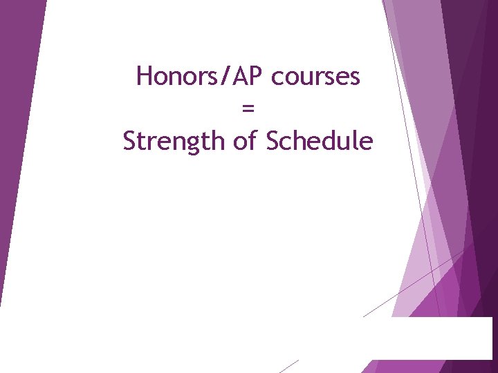 Honors/AP courses = Strength of Schedule 