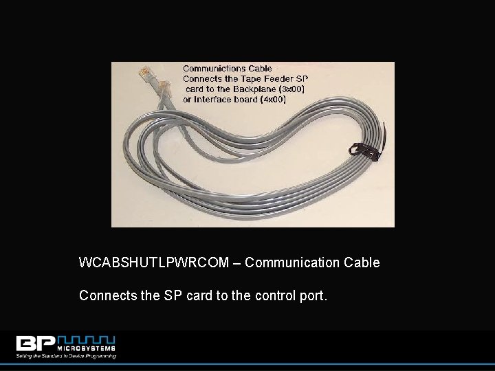 WCABSHUTLPWRCOM – Communication Cable Connects the SP card to the control port. 