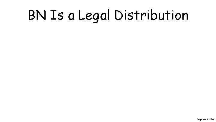 BN Is a Legal Distribution Daphne Koller 