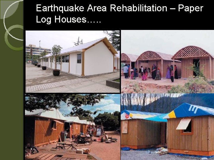 Earthquake Area Rehabilitation – Paper Log Houses…. . 