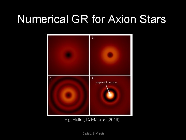 Numerical GR for Axion Stars Fig: Helfer, DJEM et al (2016) David J. E.
