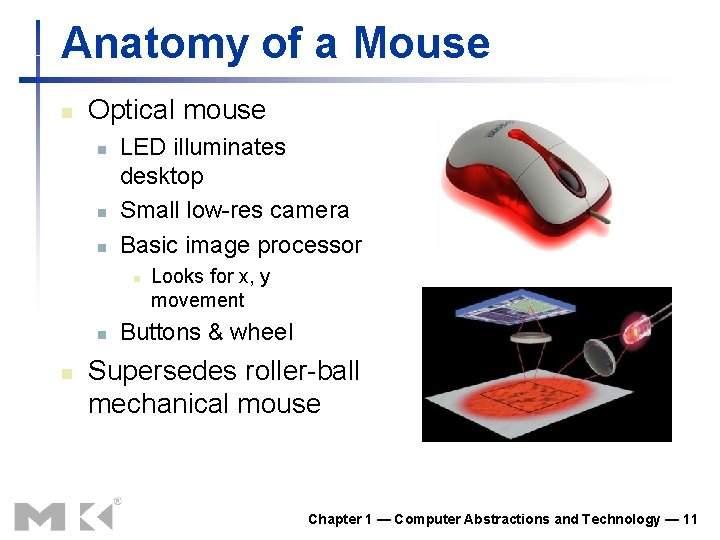 Anatomy of a Mouse n Optical mouse n n n LED illuminates desktop Small Anatomy of a Mouse n Optical mouse n n n LED illuminates desktop Small