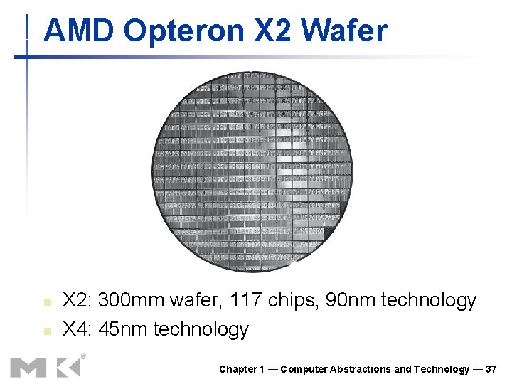 AMD Opteron X 2 Wafer n n X 2: 300 mm wafer, 117 chips, AMD Opteron X 2 Wafer n n X 2: 300 mm wafer, 117 chips,