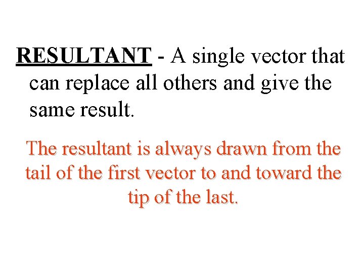 RESULTANT - A single vector that can replace all others and give the same