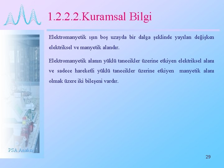 1. 2. 2. 2. Kuramsal Bilgi Elektromanyetik ışın boş uzayda bir dalga şeklinde yayılan