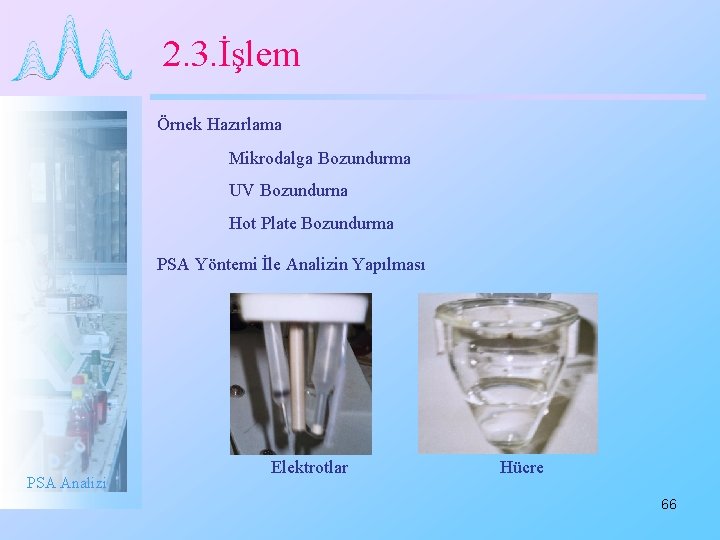 2. 3. İşlem Örnek Hazırlama Mikrodalga Bozundurma UV Bozundurna Hot Plate Bozundurma PSA Yöntemi