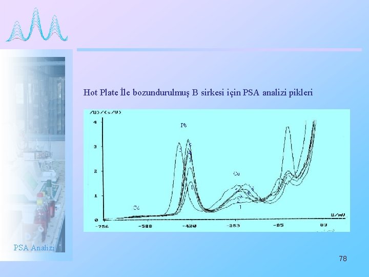 Hot Plate İle bozundurulmuş B sirkesi için PSA analizi pikleri PSA Analizi 78 