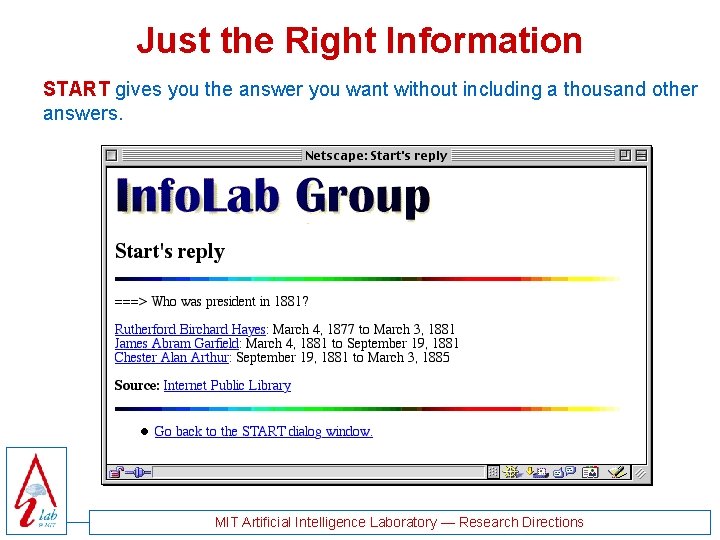 Just the Right Information START gives you the answer you want without including a