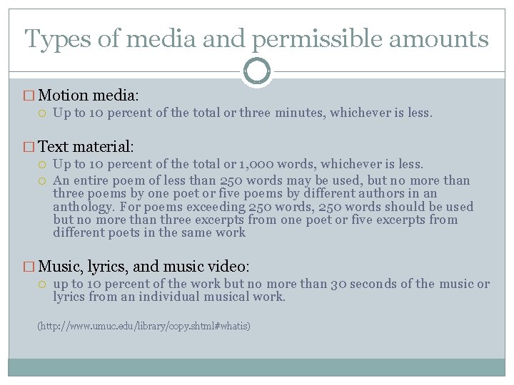 Types of media and permissible amounts � Motion media: Up to 10 percent of