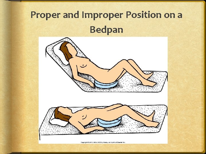 Proper and Improper Position on a Bedpan 