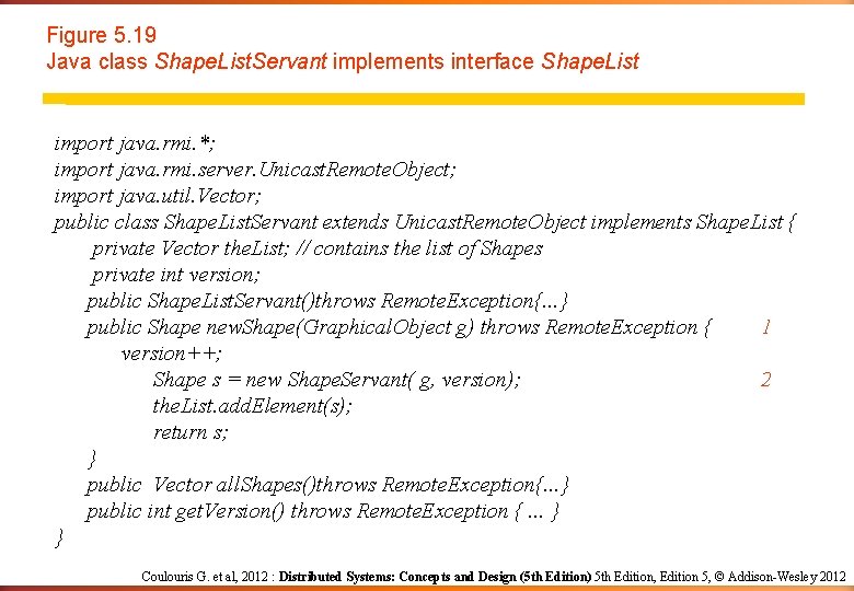 Figure 5. 19 Java class Shape. List. Servant implements interface Shape. List import java. Figure 5. 19 Java class Shape. List. Servant implements interface Shape. List import java.