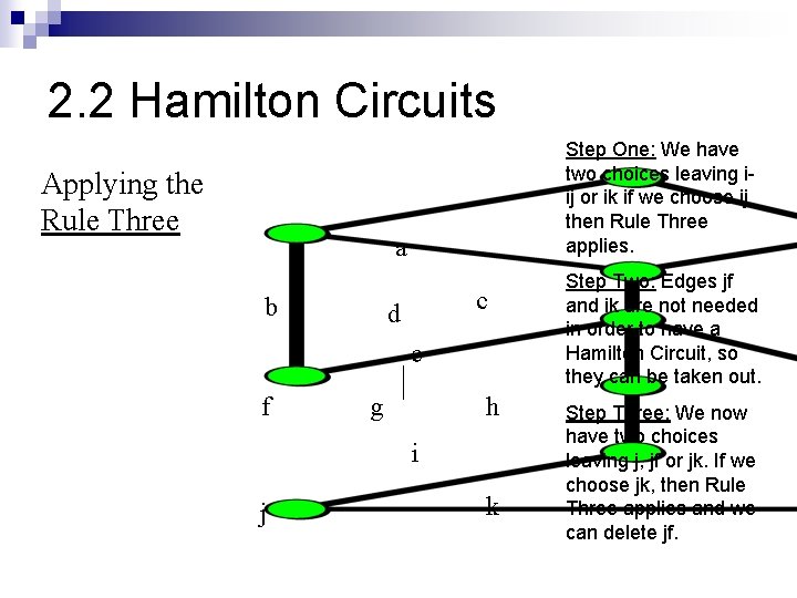 2. 2 Hamilton Circuits Applying the Rule Three Step One: We have two choices