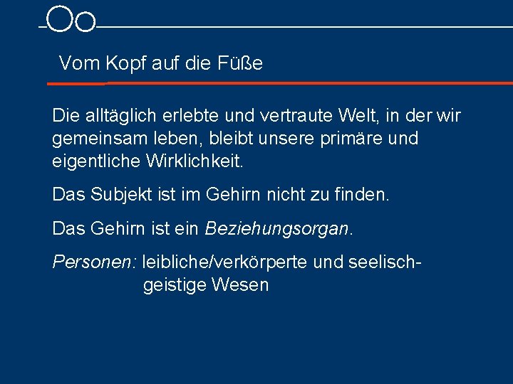 Vom Kopf auf die Füße Die alltäglich erlebte und vertraute Welt, in der wir